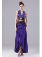 Exquisite Purple Prom Dress With Beading Halter and High-low