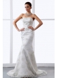Mermaid / Trumpet Embroidery Lace Strapless Brush / Sweep Train Wedding Dress