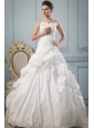 So Beautiful A-line Strapless 2013 Wedding Gowns With Hand Made Flowers and Ruch