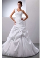 Beautiful Wedding Dress With One Shoulder A-line Pick-ups Court Train For Custom Made
