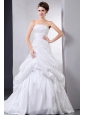 Custom Made 2013 Ball Gown Wedding Dress With Pick-ups and Ruching Court Train