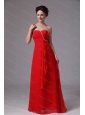 2013 Long Red Sweetheart Beaded Ruch Chiffon Dama Dress
