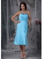 Aqua Blue Column Strapless Dama Dress On Sale