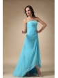 Blue A-line Strapless Long Chiffon Dama Dresses Online