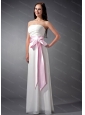 Empire Strapless White and Baby Pink Long Dama Dress