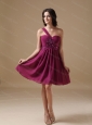 Purple A-line One Shoulder Beading Dama Dresses for Quinceanera
