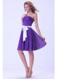 Purple Sash Ruch for Cheap Dama Dress