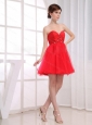 Red Sweetheart Beading Mini-length 2013 Dama Dress