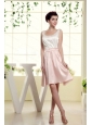 Scoop White and Baby Pink Mini-length Dama Dress