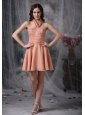 Short Rust Red A-line Halter Dama Dresses for Quinceanera