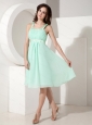 Short Straps Apple Green Dama Dress With Ruch