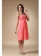 Watermelon Red Chiffon Ruch Dama Dresses for Quinceanera