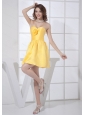 Yellow Hand Made Flower Sweetheart Dama Dress