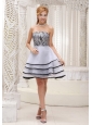 A-line Tiered Organza and Zebra Mini-length Short Dama Dress