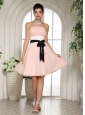 Baby Pink Sash Knee-length Cheap Dama Dress