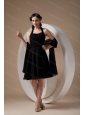 Black Column Halter Chiffon Ruch Dama Dresses On Sale