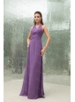 Empire Chiffon Purple V-neck Ruching Dama Dresses 2013