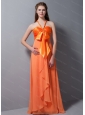 Halter Orange Chiffon Bow Beautiful Dama Dress 2013