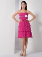 Hot Pink Sweetheart Knee-length Cheap Dama Dress