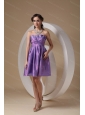 Lavender Strapless Taffeta Ruch Short Dama Dresses