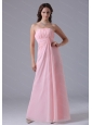 Long Baby Pink Ruched Simple Dama Dress On Sale