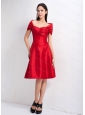 Off The Shoulder Red Knee-length Dama Dress