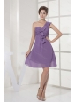 One Shoulder Ruching Lilac Chiffon Dama Dresses On Sale