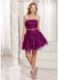 Purple A-line Tulle Beading Dama Dress 2013