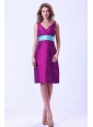 Purple V-neck Taffeta Short 2013 Dama Dresses