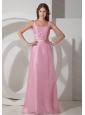 Rose Pink Square Floor-length Discount Dama Dress