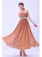 Rust Red Ruching Chiffon Long Dama Dresses On Sale