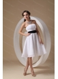 Short Strapless Chiffon White Sash Dama Dresses 2013