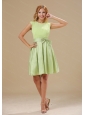 Yellow Green Knee-length Sash Scoop Dama Dress For Summer