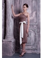Cheap Brown Column Strapless Sash Dama Dreess 2013