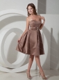 Chocolate Strapless Knee-length Beading Dama Dress