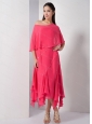 Coral Red Asymmetrical Beading Dama Dress On Sale