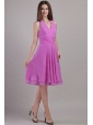 Halter Top Empire Knee-length Lavender Dama Dress