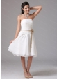 White Strapless Sash Ruched Cheap Dama Dress