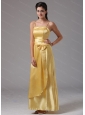 Yellow Spagetti Straps Column Long Dama Dress On Sale