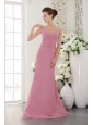 2013 Custom Made V-neck Ruch Pink Quinceanera Dama Dress