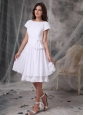 Bateau White Dama Dresses for Quinceanera With Sash