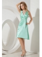 fashionable V-neck Apple Green Taffeta Dama Dress for juniors