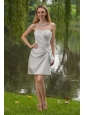 Grey Strapless Mini-length Column Short Dama Dress