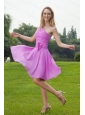 One Shoulder Chiffon Ruch Lavender Dama Dress 2013