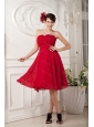 Red Sweetheart Chiffon Ruch 2013 Short Dama Dress