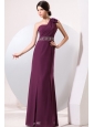 Column One Shoulder Floor-length Beading and Bowknot Prom Dress