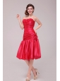 Red Mermaid Strapless Appliques and Ruching Prom Dress