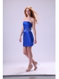 Strapless Royal Blue Prom Dress with Beaded Mini-length