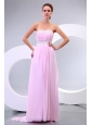 Sweetheart Empire Chiffon Sweep Train Baby Pink Prom Dress with Beading