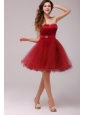 A-line Wine Red Sweetheart Beading Knee-length Prom Dress